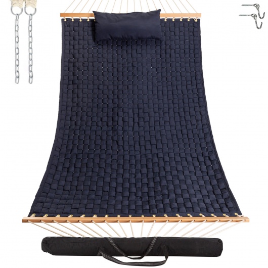 Large Soft Weave Hammock with Pillow & Storage Bag - Navy
