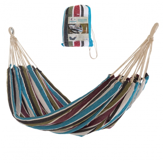 Large Cotton Brazilian Gray Multicolor Stripe Hammock with Matching Storage Bag Included