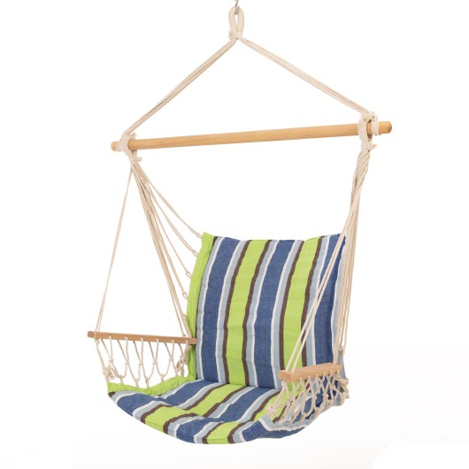 Single Cushioned Swing - Blue and Green Stripe
