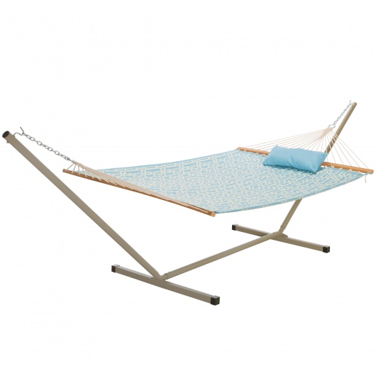 Beige Castaway Hammocks Quilted Hammock Combo with Small Stand and Pillow 