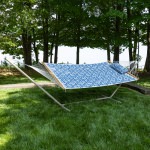 Deluxe 52'' Quilted Fabric Hammock with Patented KD Space Saving Hammock Stand and Pillow Combo - Navy