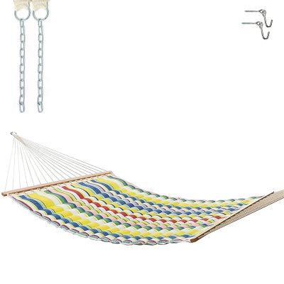 Large Polyester Pillowtop Hammock - Yellow Multicolor Stripe