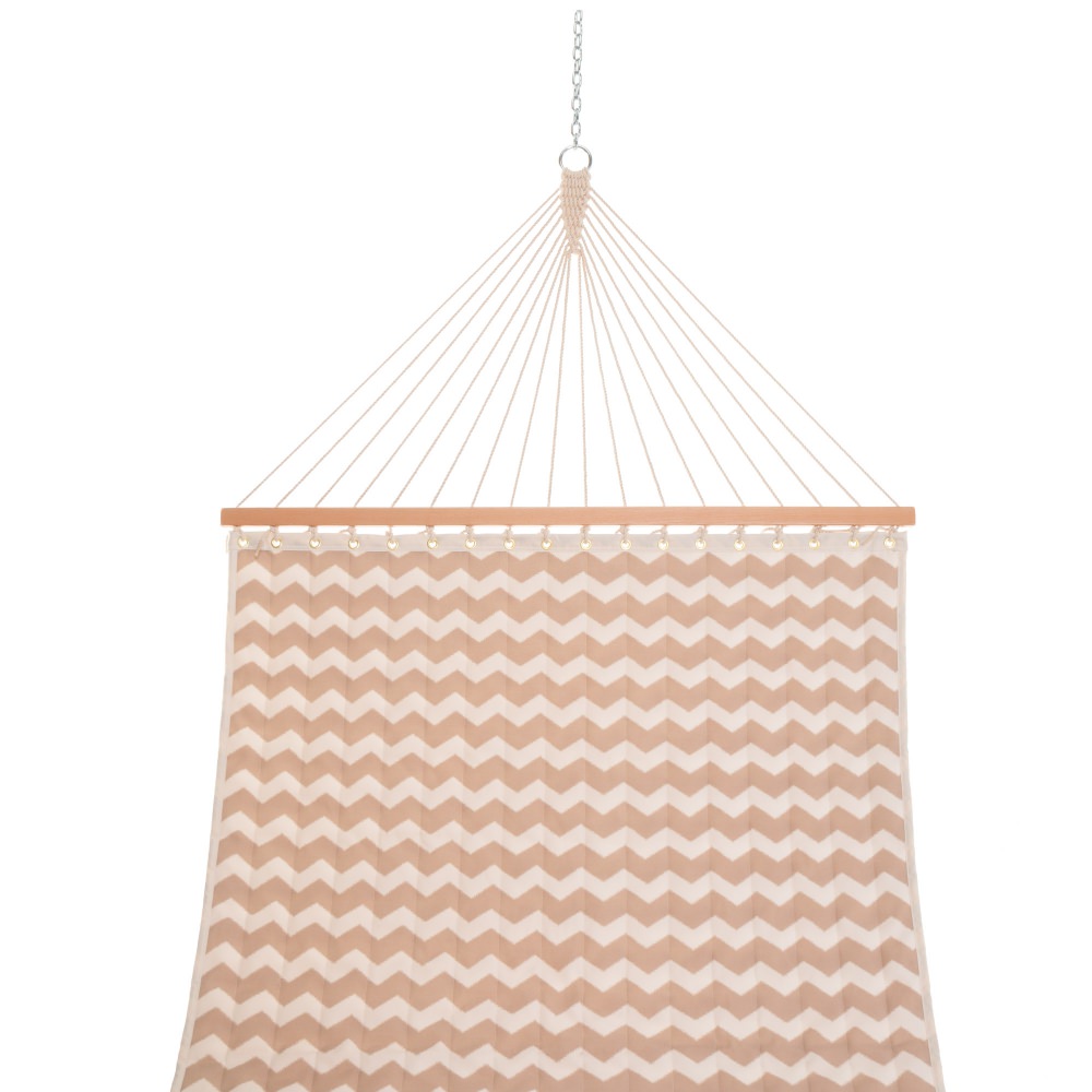 Large Double Quilted Hammock with Detachable Pillow - Beige Chevron