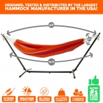 Brazilian Premium Polycotton Fabric Hammock Combo with Space Saving Stand & Storage Bag - Red & Orange Stripe